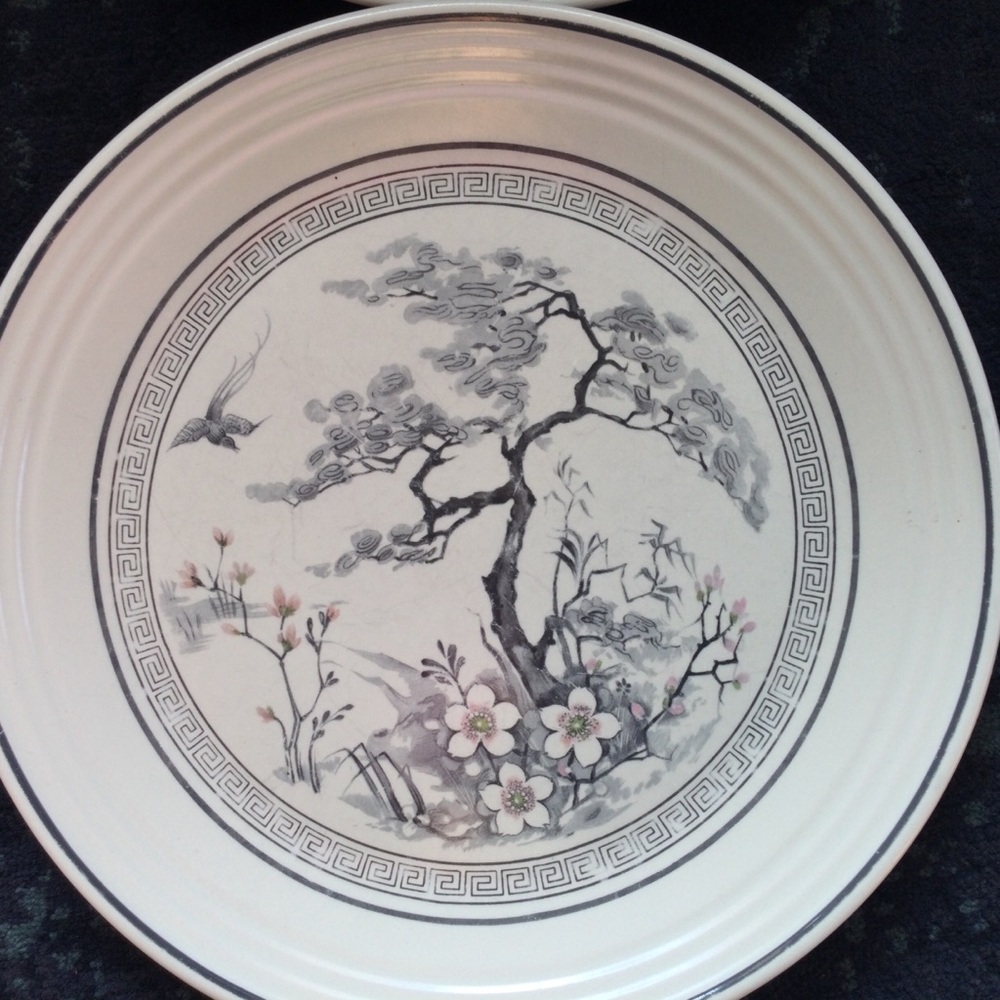 Royal Doulton Asian Dawn Dinner Plates x 7 Vintage Lambethware Made In England